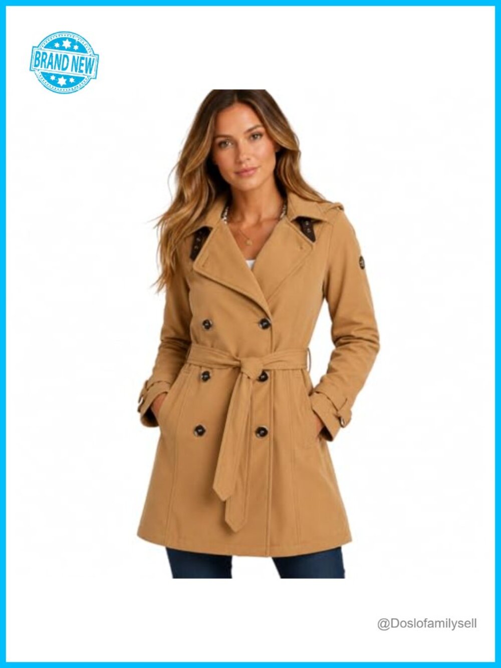 Womens Softshell Trench Coat Hooded Belted Fleece Lined Jacket Raincoat
